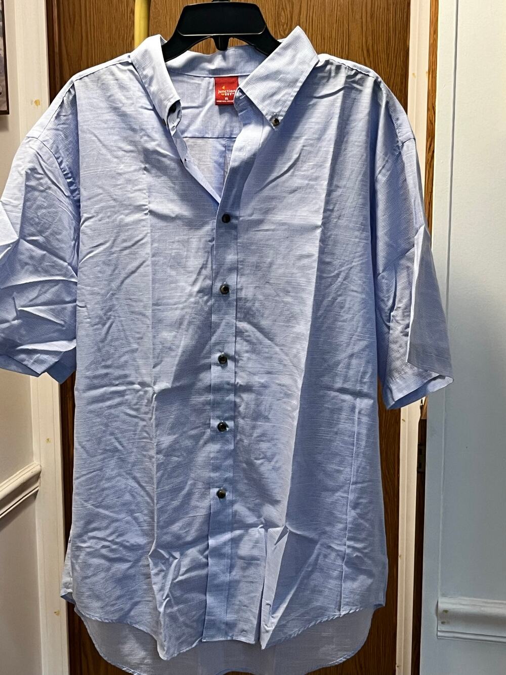 Junction West Blue Micro Check Shirt NWOT XL Fits Like 2XL Relaxed Big & Tall